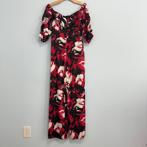 Guess Womens Zooey Black Ruched Off-The-Shoulder Wide Leg‎ Jumpsuit Size 2 - Picture 2 of 11